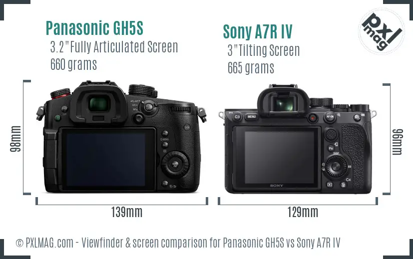 Panasonic GH5S vs Sony A7R IV Screen and Viewfinder comparison