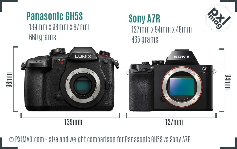 Panasonic GH5S vs Sony A7R size comparison Panasonic GH5S vs Sony A7R size comparison