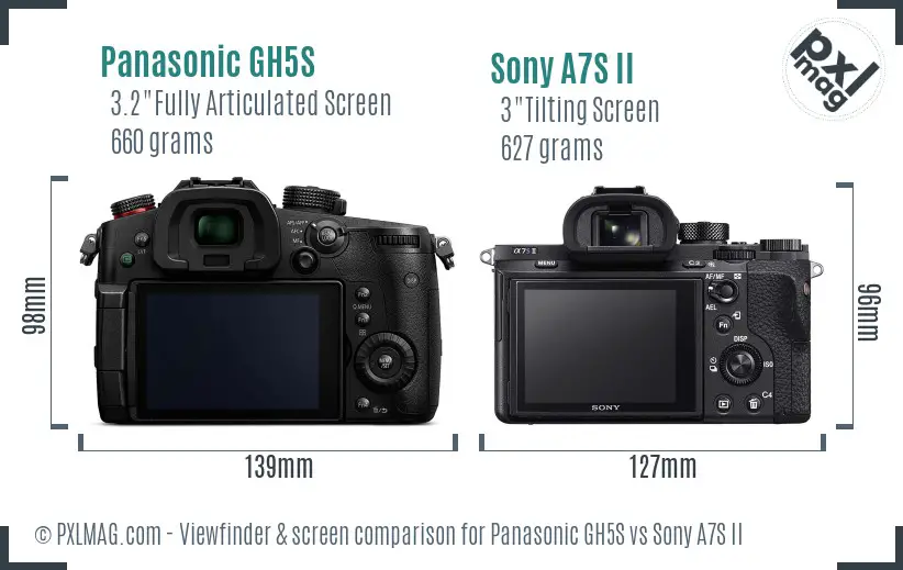 Panasonic GH5S vs Sony A7S II Screen and Viewfinder comparison