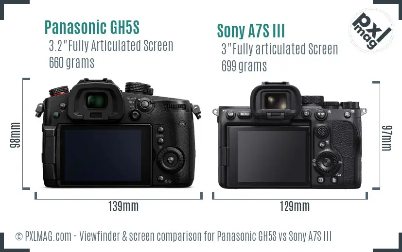 Panasonic GH5S vs Sony A7S III Screen and Viewfinder comparison