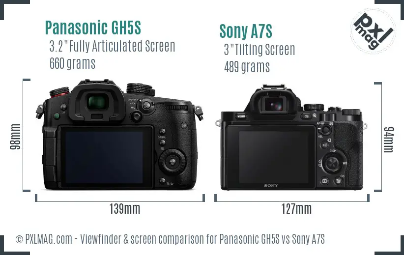 Panasonic GH5S vs Sony A7S Screen and Viewfinder comparison