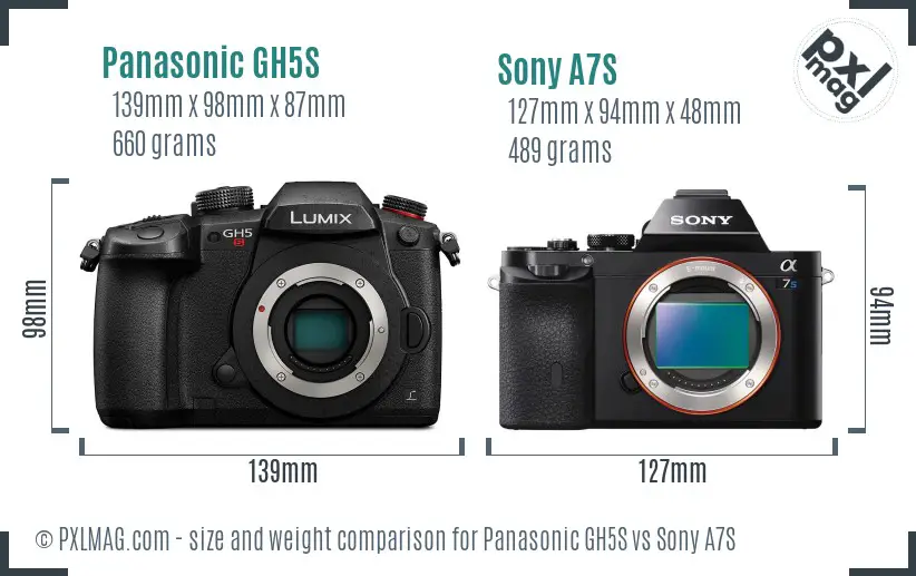 Panasonic GH5S vs Sony A7S size comparison