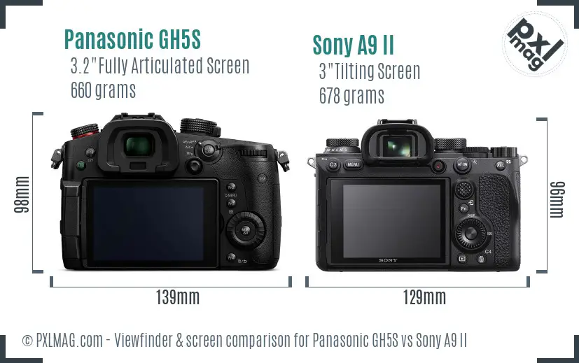 Panasonic GH5S vs Sony A9 II Screen and Viewfinder comparison