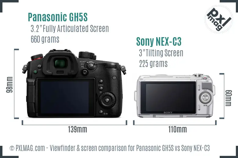 Panasonic GH5S vs Sony NEX-C3 Screen and Viewfinder comparison