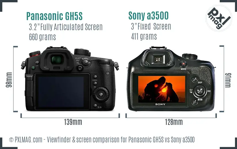 Panasonic GH5S vs Sony a3500 Screen and Viewfinder comparison