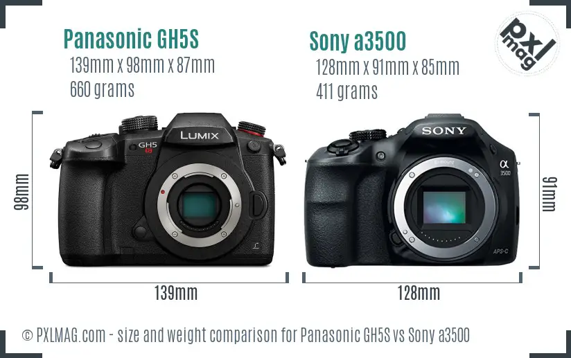 Panasonic GH5S vs Sony a3500 size comparison