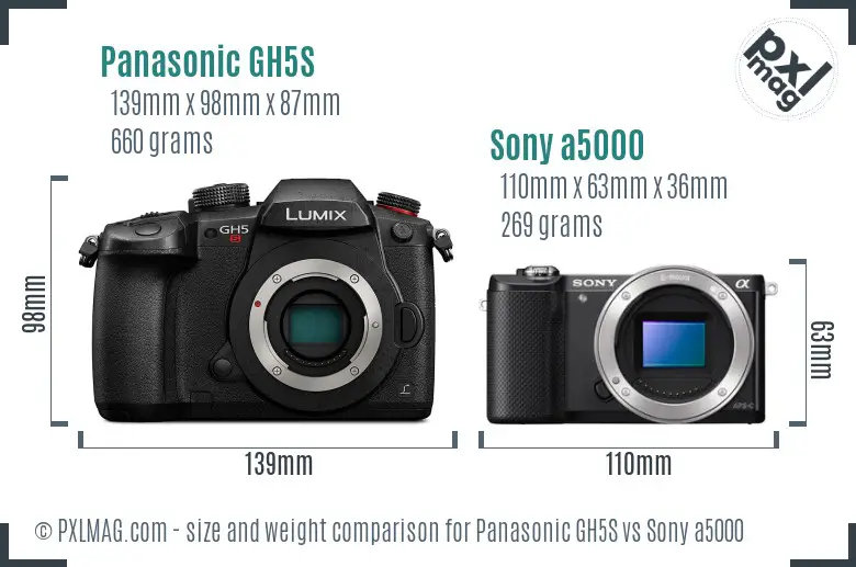 Panasonic GH5S vs Sony a5000 size comparison Panasonic GH5S vs Sony a5000 size comparison