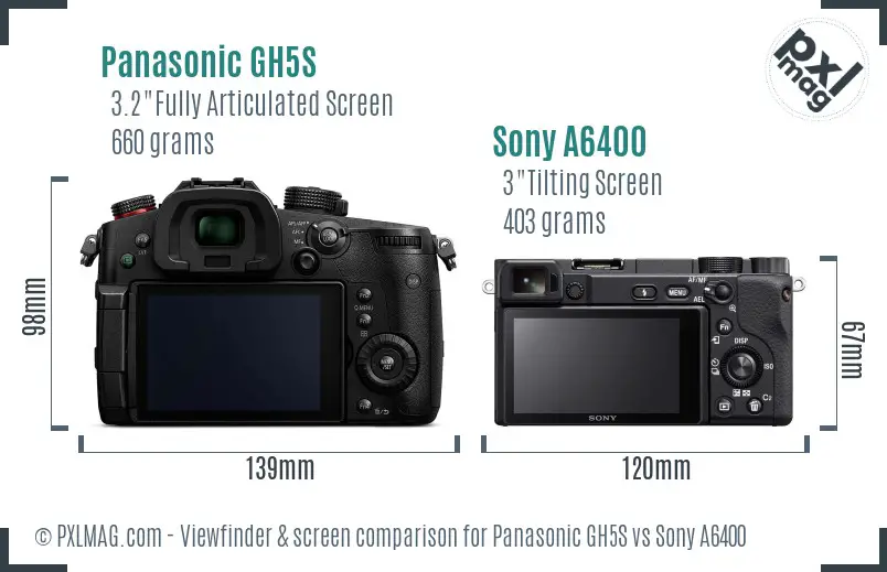 Panasonic GH5S vs Sony A6400 Screen and Viewfinder comparison