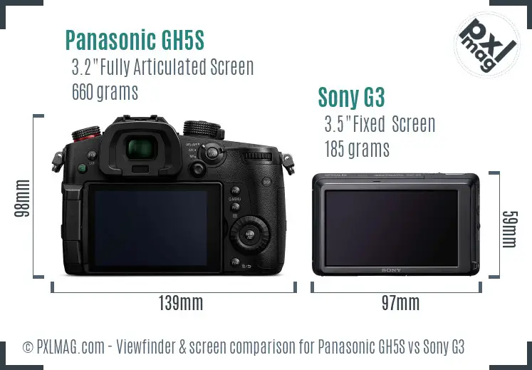 Panasonic GH5S vs Sony G3 Screen and Viewfinder comparison