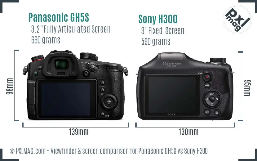 Panasonic GH5S vs Sony H300 Screen and Viewfinder comparison