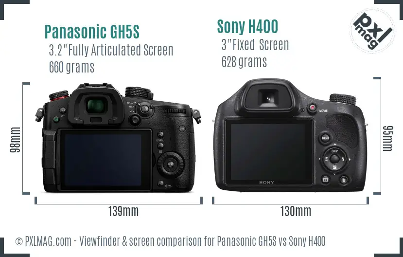 Panasonic GH5S vs Sony H400 Screen and Viewfinder comparison