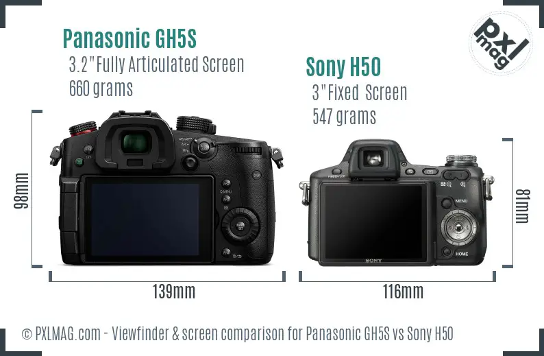 Panasonic GH5S vs Sony H50 Screen and Viewfinder comparison