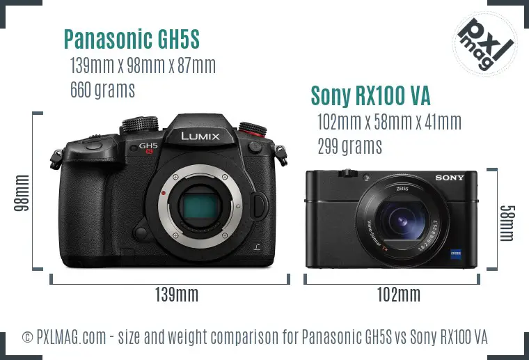 Panasonic GH5S vs Sony RX100 VA size comparison