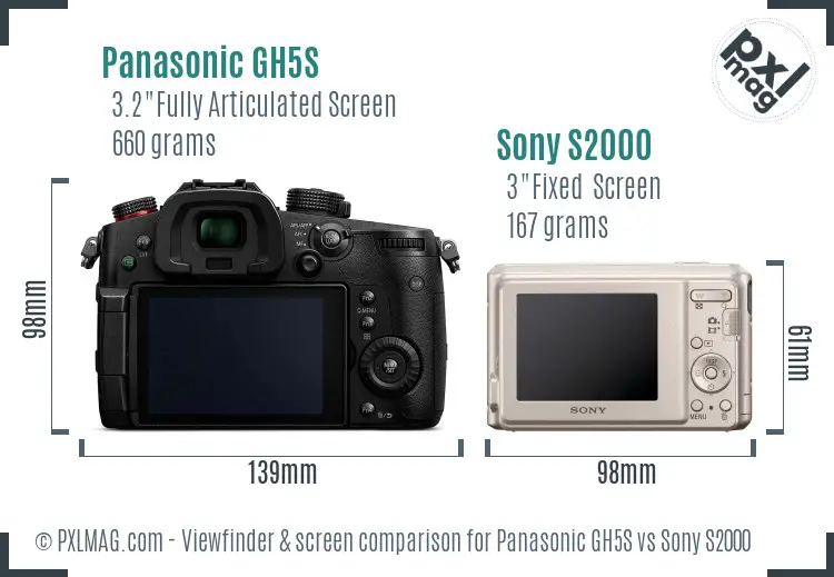 Panasonic GH5S vs Sony S2000 Screen and Viewfinder comparison