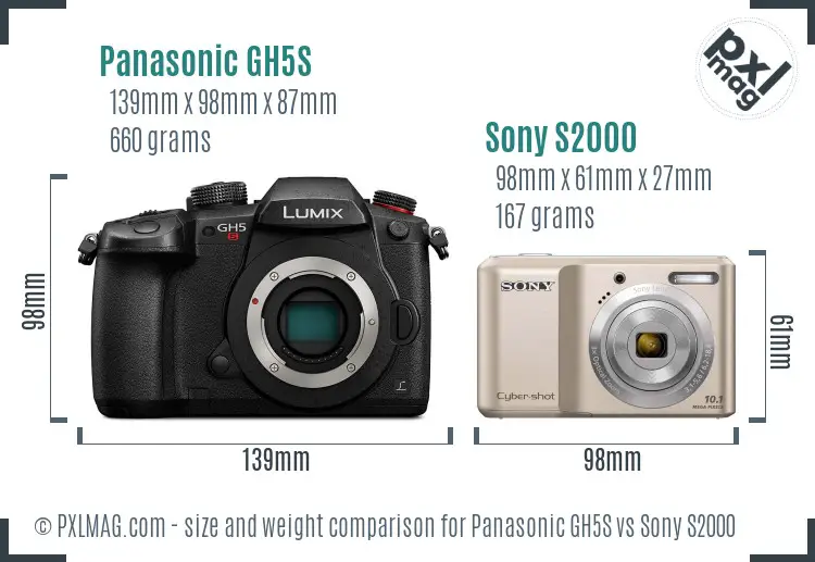 Panasonic GH5S vs Sony S2000 size comparison