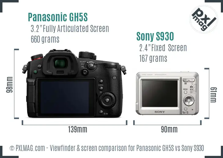 Panasonic GH5S vs Sony S930 Screen and Viewfinder comparison