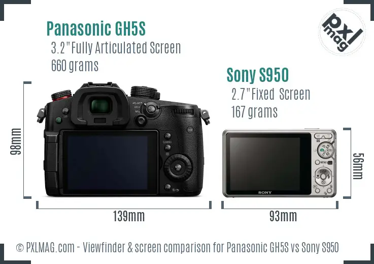 Panasonic GH5S vs Sony S950 Screen and Viewfinder comparison