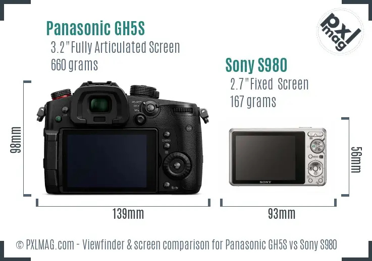 Panasonic GH5S vs Sony S980 Screen and Viewfinder comparison