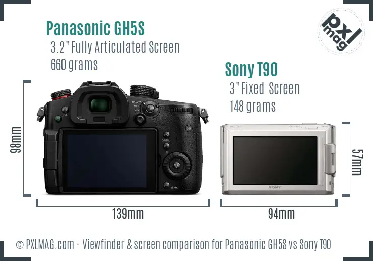 Panasonic GH5S vs Sony T90 Screen and Viewfinder comparison