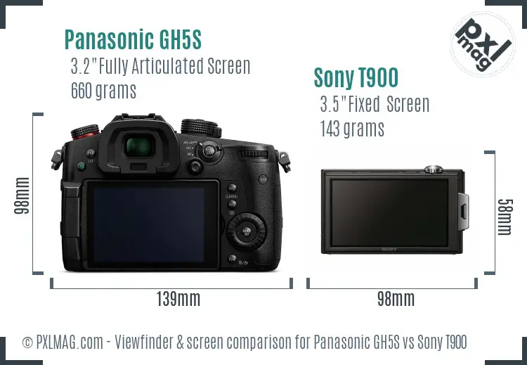 Panasonic GH5S vs Sony T900 Screen and Viewfinder comparison