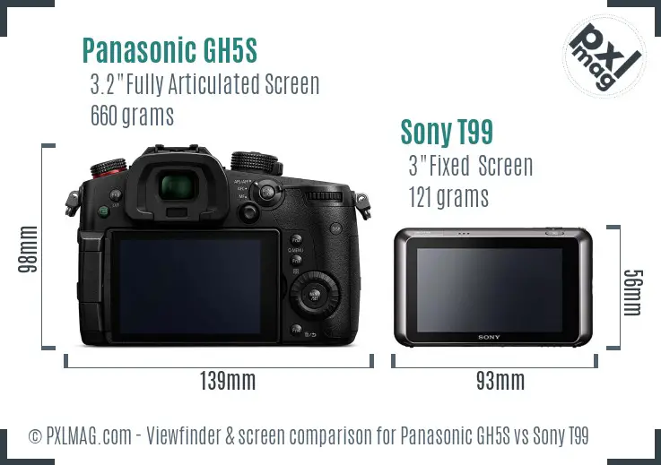 Panasonic GH5S vs Sony T99 Screen and Viewfinder comparison