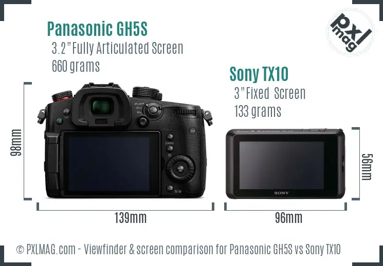 Panasonic GH5S vs Sony TX10 Screen and Viewfinder comparison