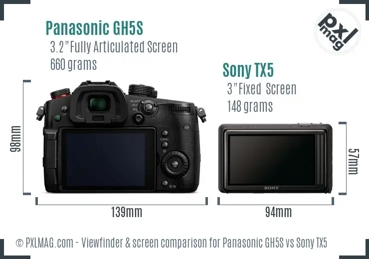 Panasonic GH5S vs Sony TX5 Screen and Viewfinder comparison Panasonic GH5S vs Sony TX5 Screen and Viewfinder comparison