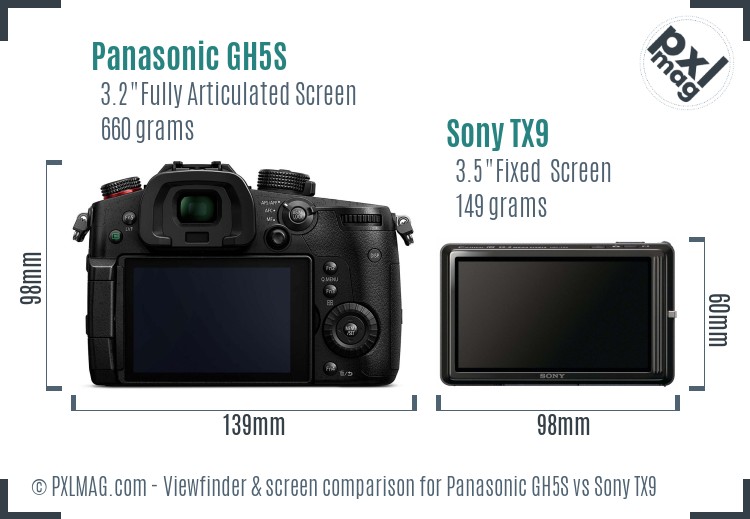 Panasonic GH5S vs Sony TX9 Screen and Viewfinder comparison