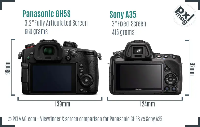 Panasonic GH5S vs Sony A35 Screen and Viewfinder comparison