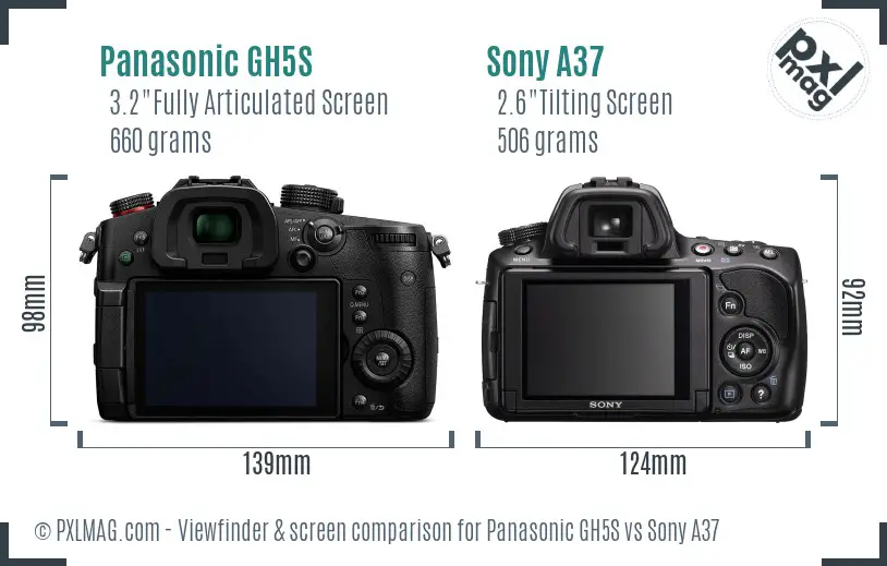 Panasonic GH5S vs Sony A37 Screen and Viewfinder comparison