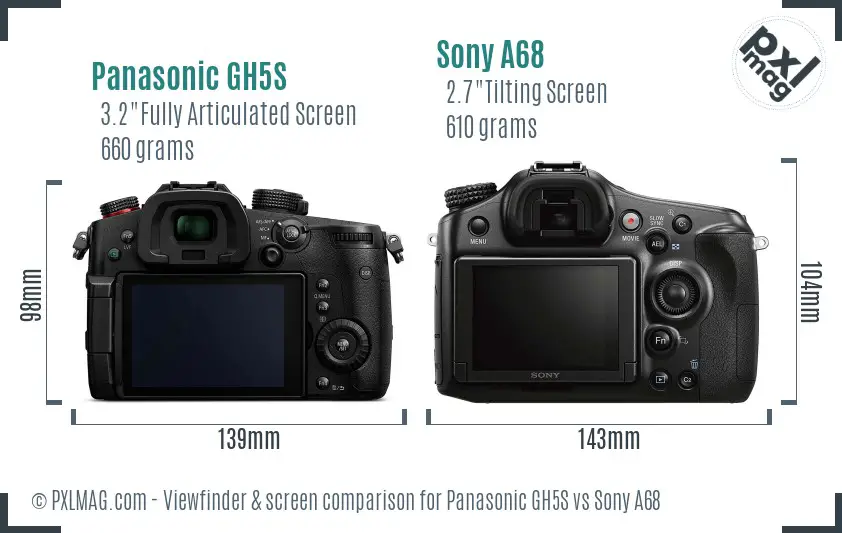 Panasonic GH5S vs Sony A68 Screen and Viewfinder comparison