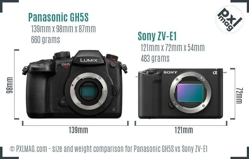 Panasonic GH5S vs Sony ZV-E1 size comparison