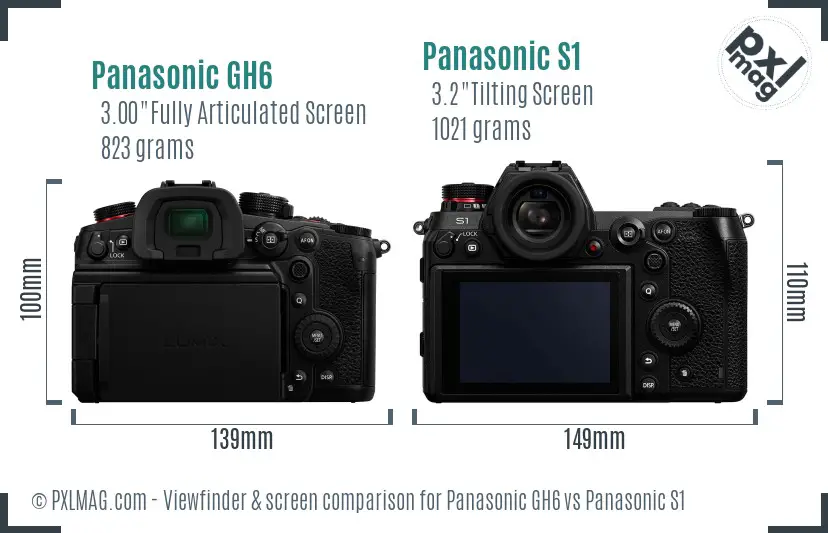 Panasonic GH6 vs Panasonic S1 Screen and Viewfinder comparison