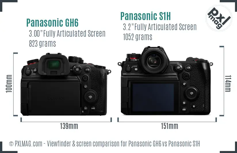 Panasonic GH6 vs Panasonic S1H Screen and Viewfinder comparison Panasonic GH6 vs Panasonic S1H Screen and Viewfinder comparison