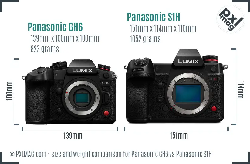 Panasonic GH6 vs Panasonic S1H size comparison Panasonic GH6 vs Panasonic S1H size comparison
