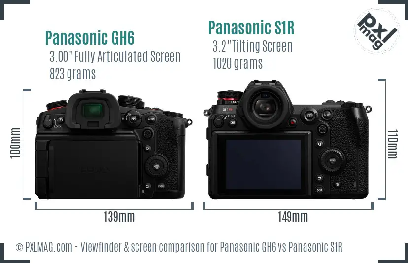 Panasonic GH6 vs Panasonic S1R Screen and Viewfinder comparison