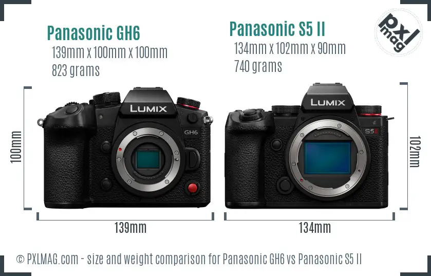 Panasonic GH6 vs Panasonic S5 II size comparison