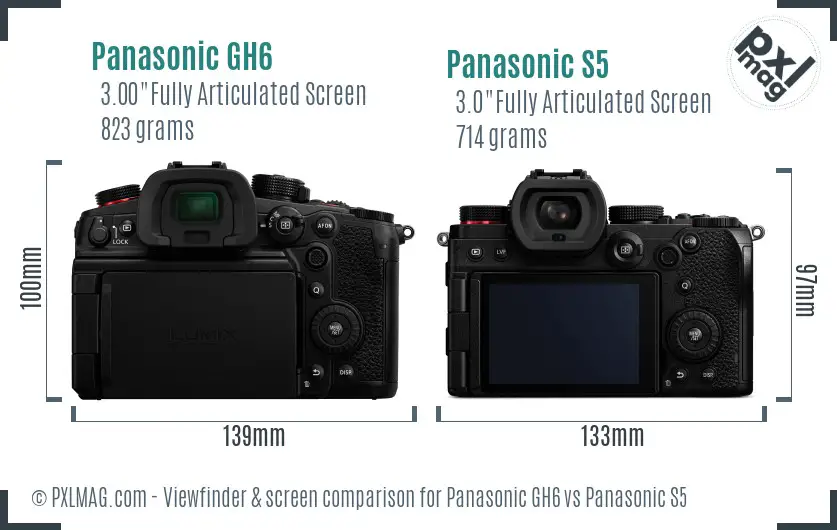 Panasonic GH6 vs Panasonic S5 Screen and Viewfinder comparison