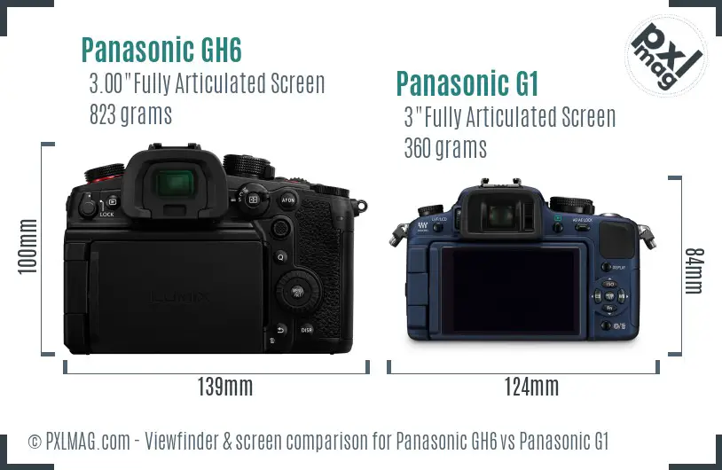Panasonic GH6 vs Panasonic G1 Screen and Viewfinder comparison