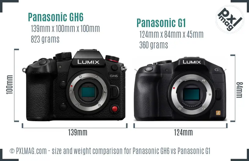 Panasonic GH6 vs Panasonic G1 size comparison