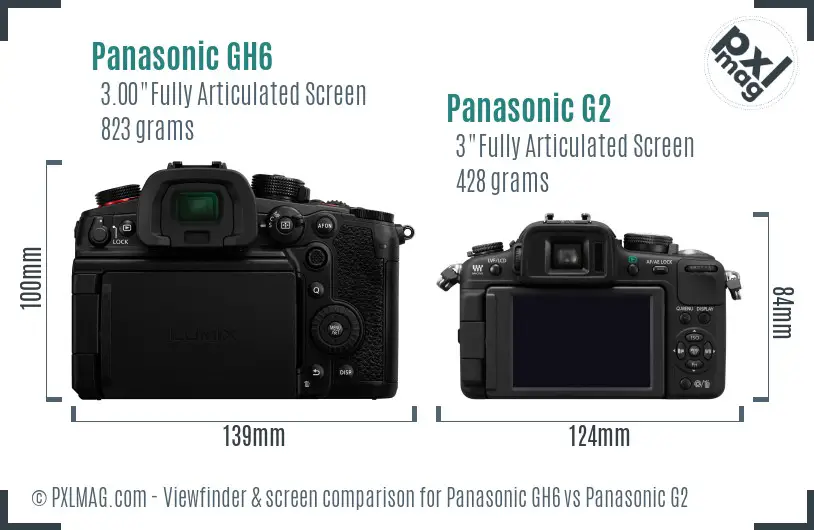 Panasonic GH6 vs Panasonic G2 Screen and Viewfinder comparison