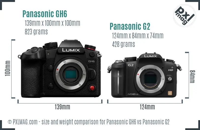 Panasonic GH6 vs Panasonic G2 size comparison