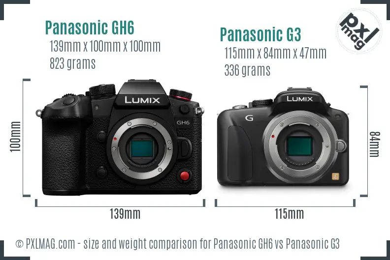 Panasonic GH6 vs Panasonic G3 size comparison