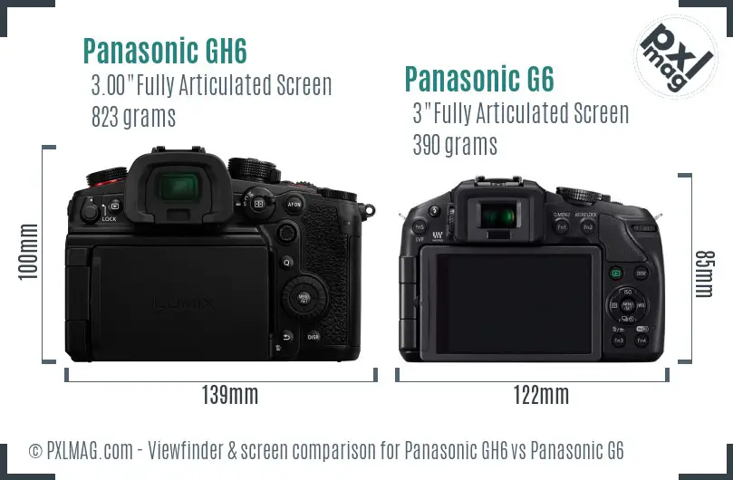 Panasonic GH6 vs Panasonic G6 Screen and Viewfinder comparison