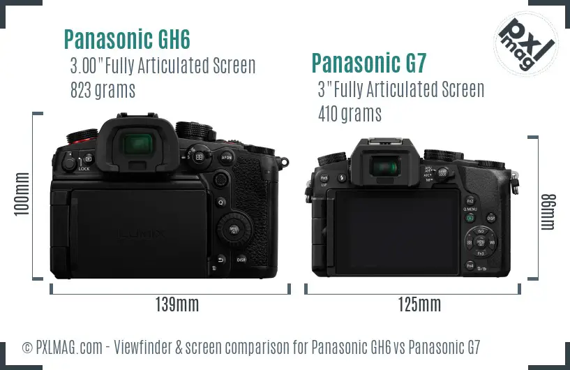 Panasonic GH6 vs Panasonic G7 Screen and Viewfinder comparison