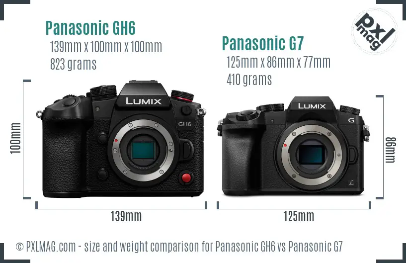 Panasonic GH6 vs Panasonic G7 size comparison
