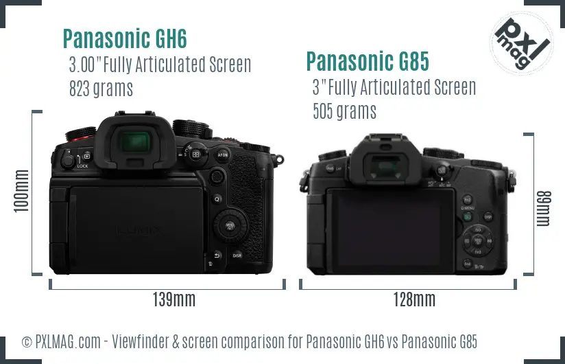 Panasonic GH6 vs Panasonic G85 Screen and Viewfinder comparison