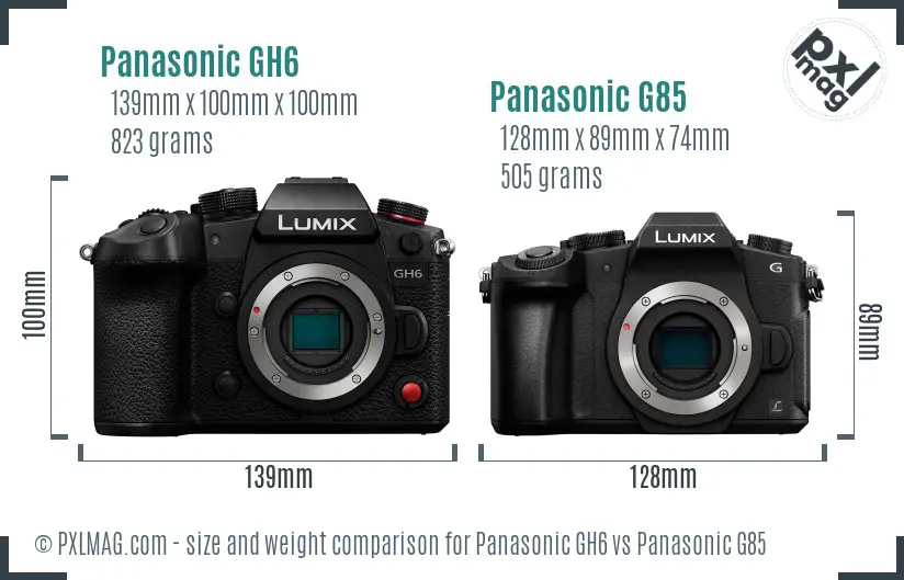 Panasonic GH6 vs Panasonic G85 size comparison