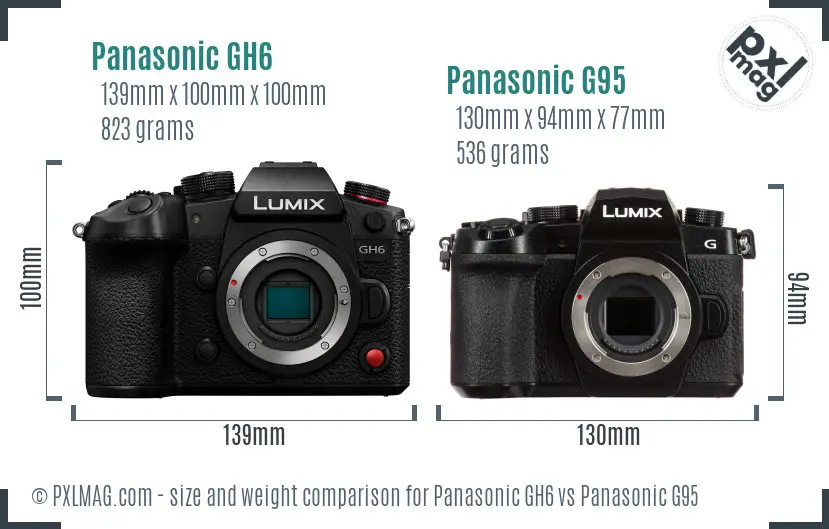 Panasonic GH6 vs Panasonic G95 size comparison