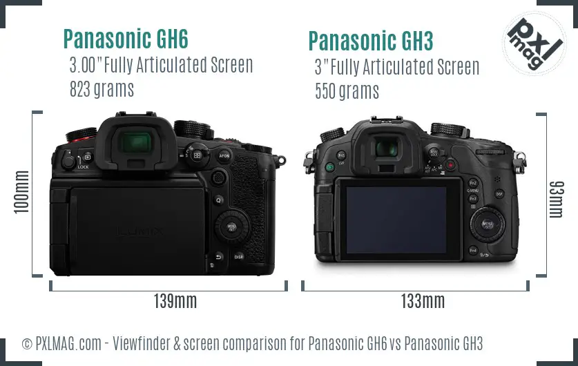 Panasonic GH6 vs Panasonic GH3 Screen and Viewfinder comparison